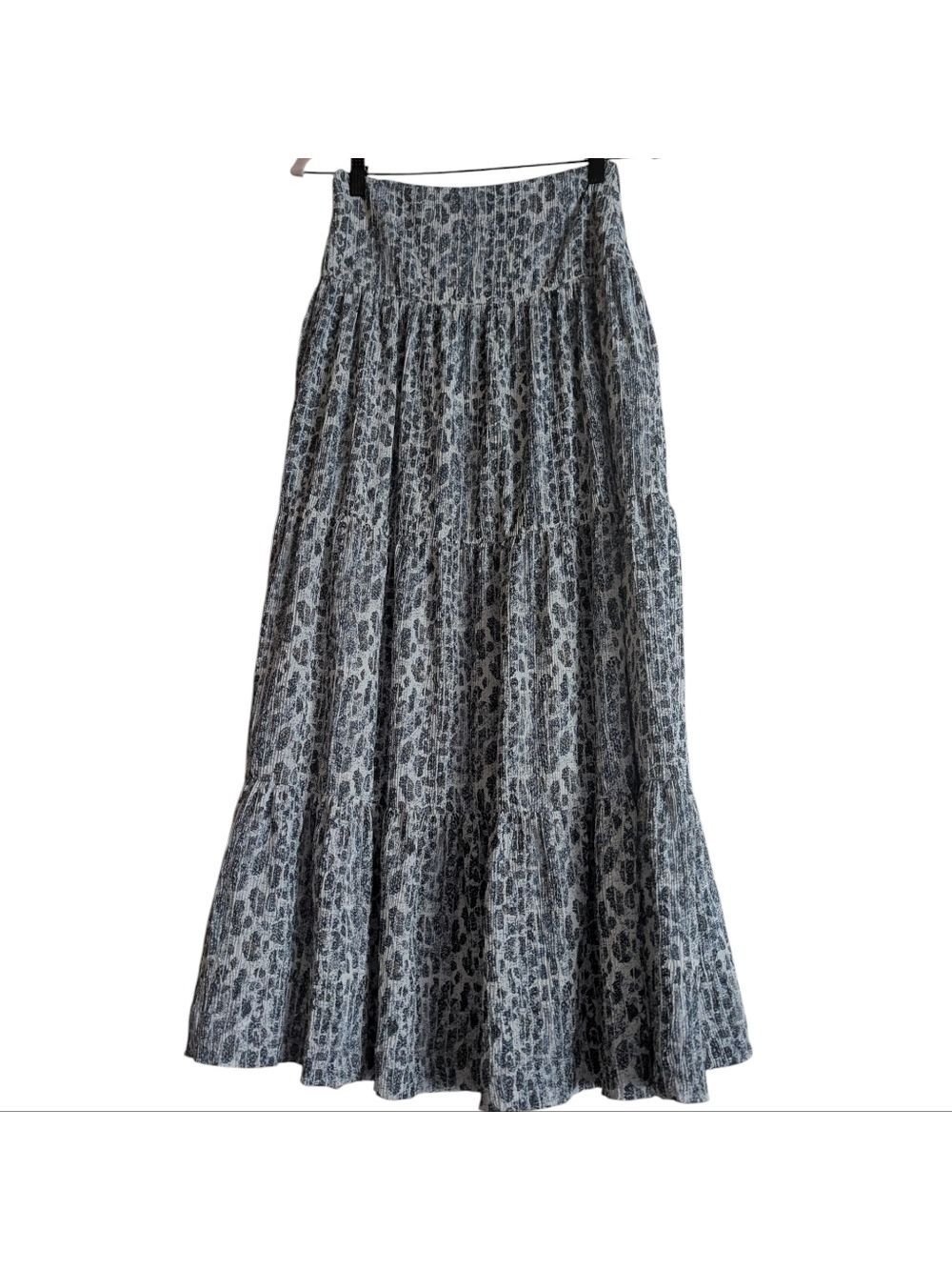 PRAIRIE Green Leopard Print Maxi Skirt